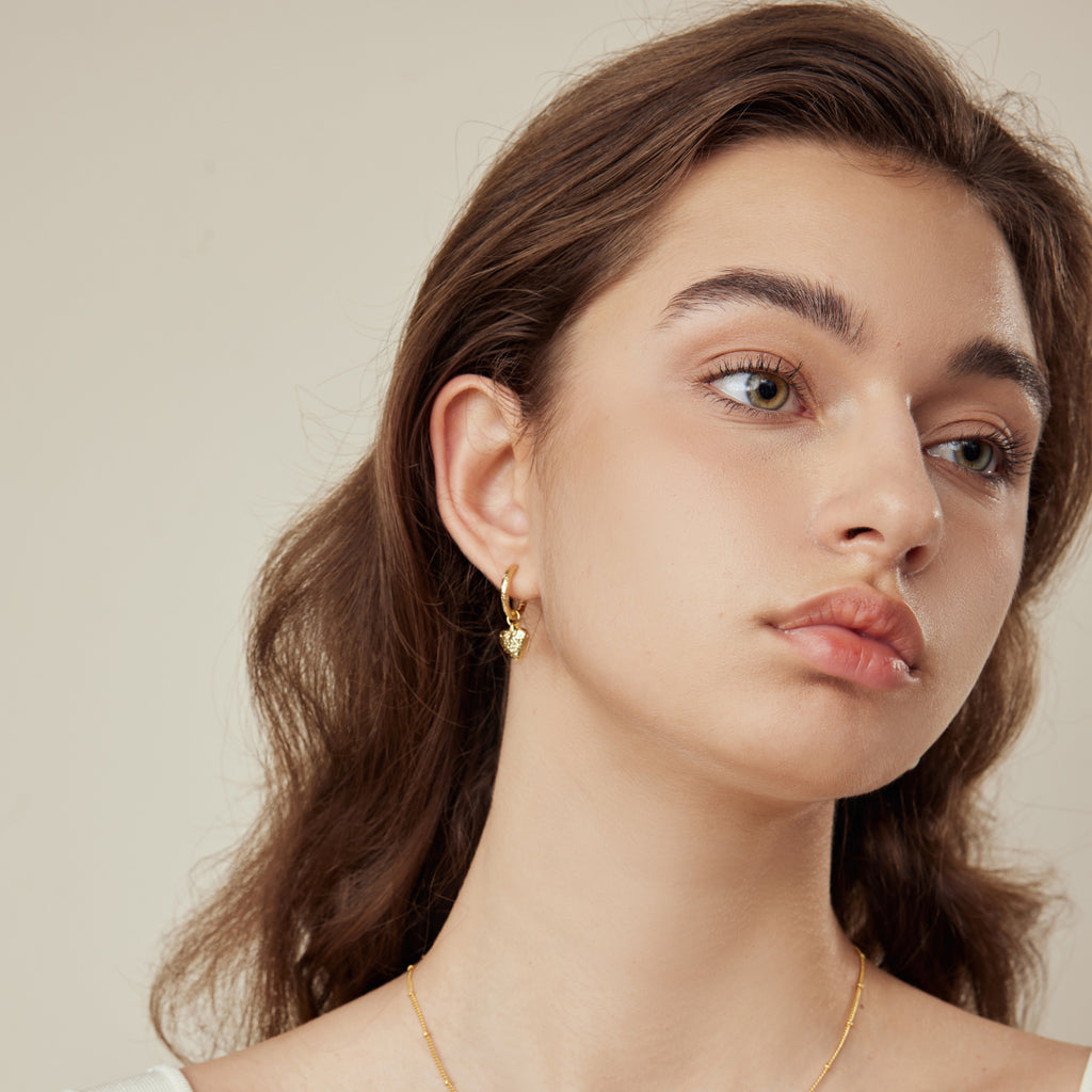 Baroque Pearl Heart Huggie Ear Jackets