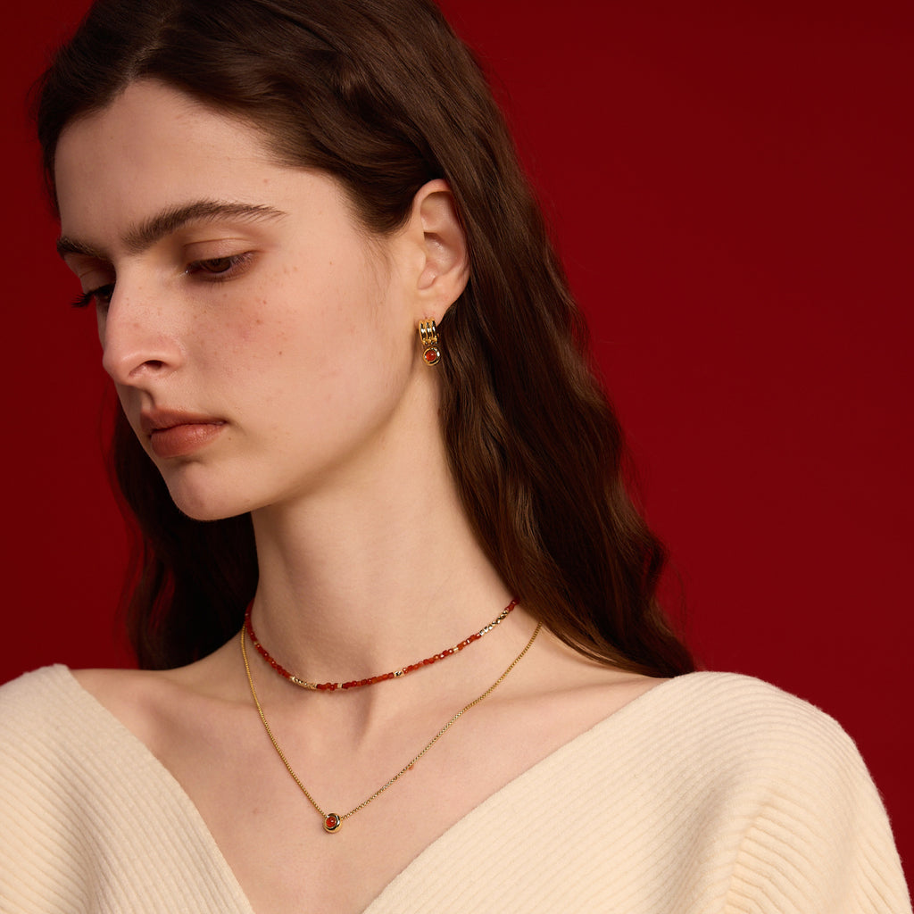 Felice Red Agate Twin-Layer Necklace