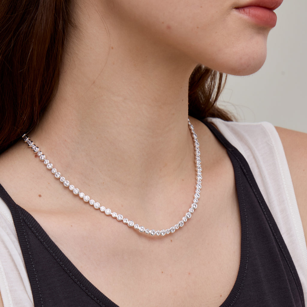 Crafted CZ Bobble Tennis Necklace