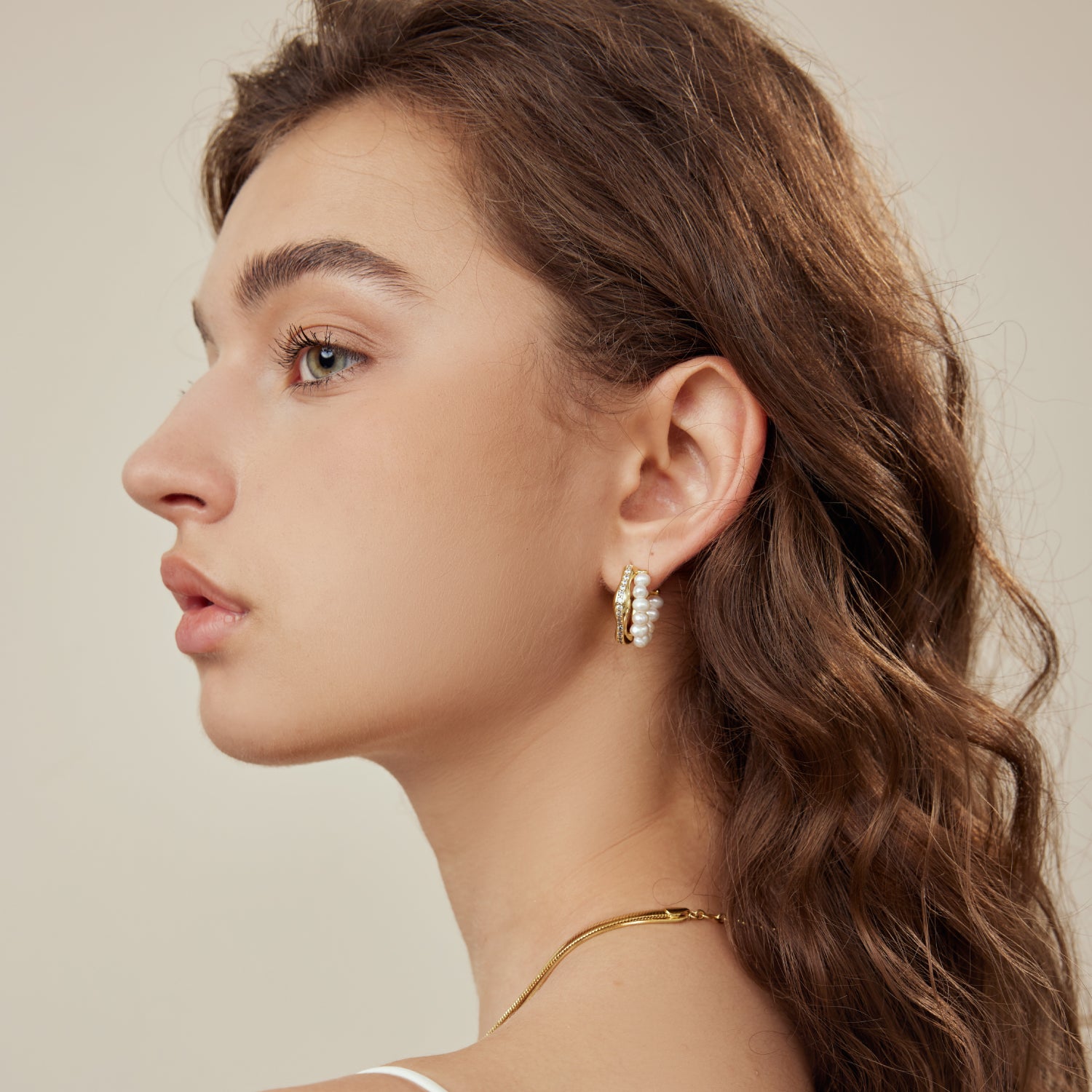Crafted Pavé Pearl Huggie Earrings