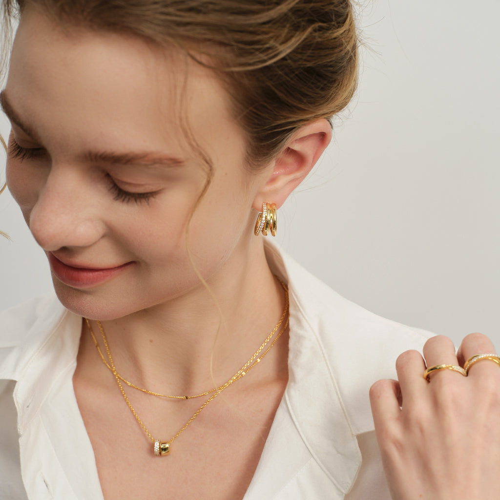 Lucia Triple Wave Huggie Earrings