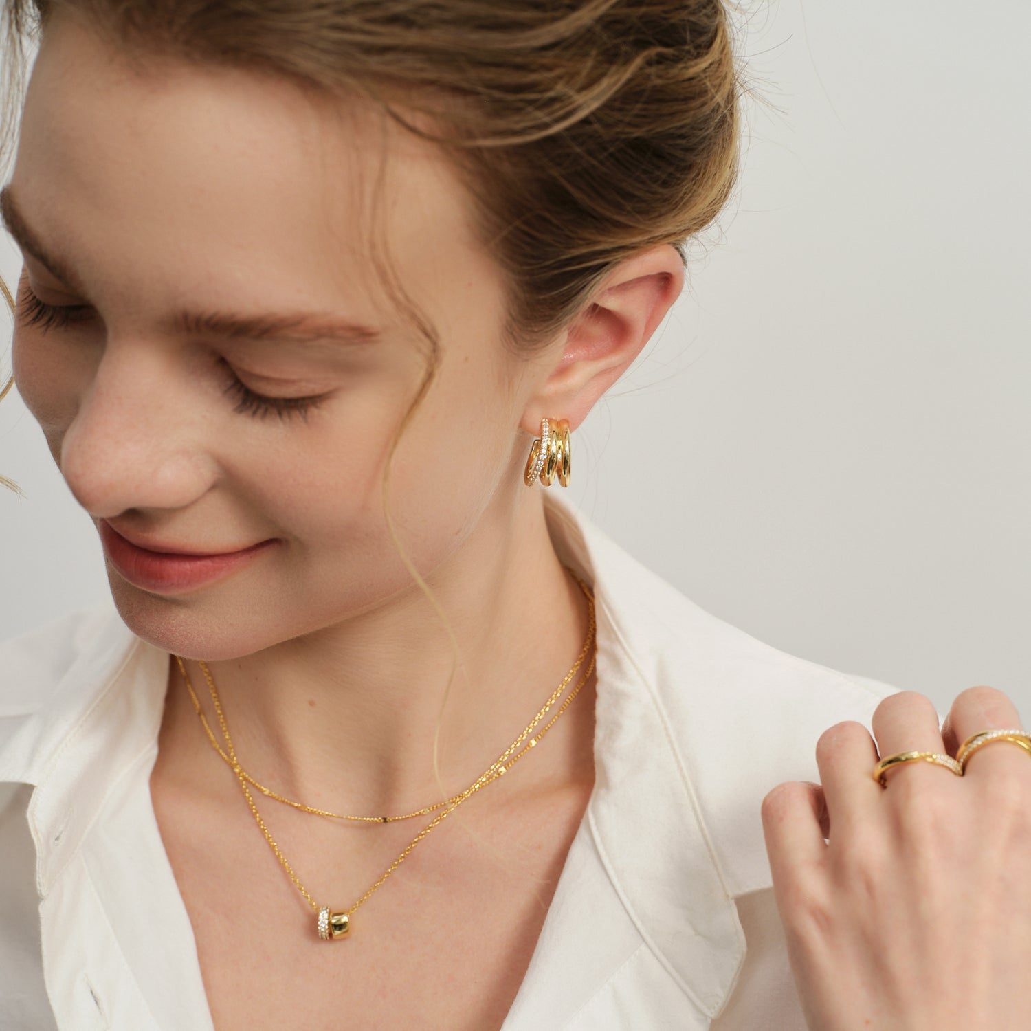 Lucia Triple Wave Huggie Earrings