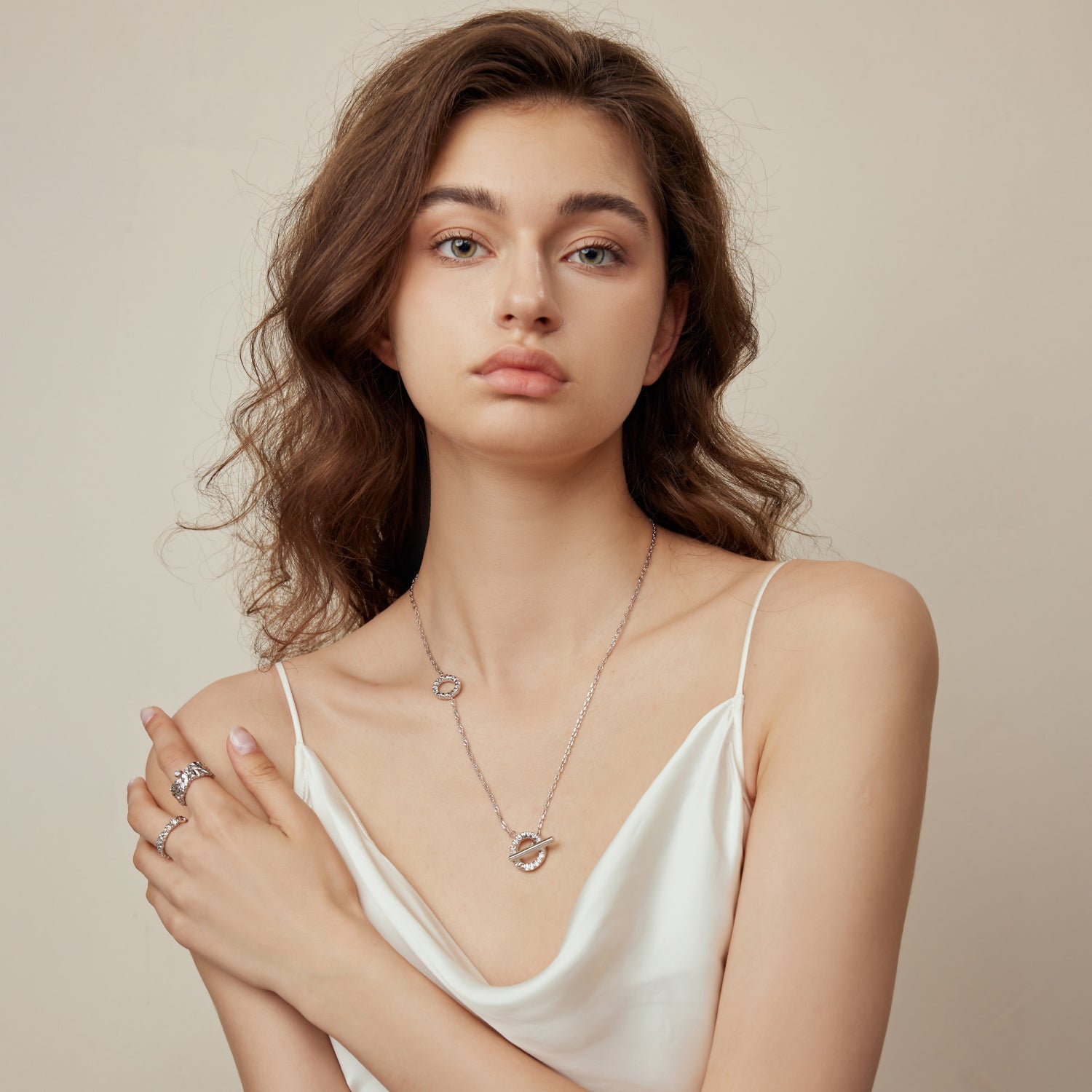 Crafted Double Hoops Toggle Necklace