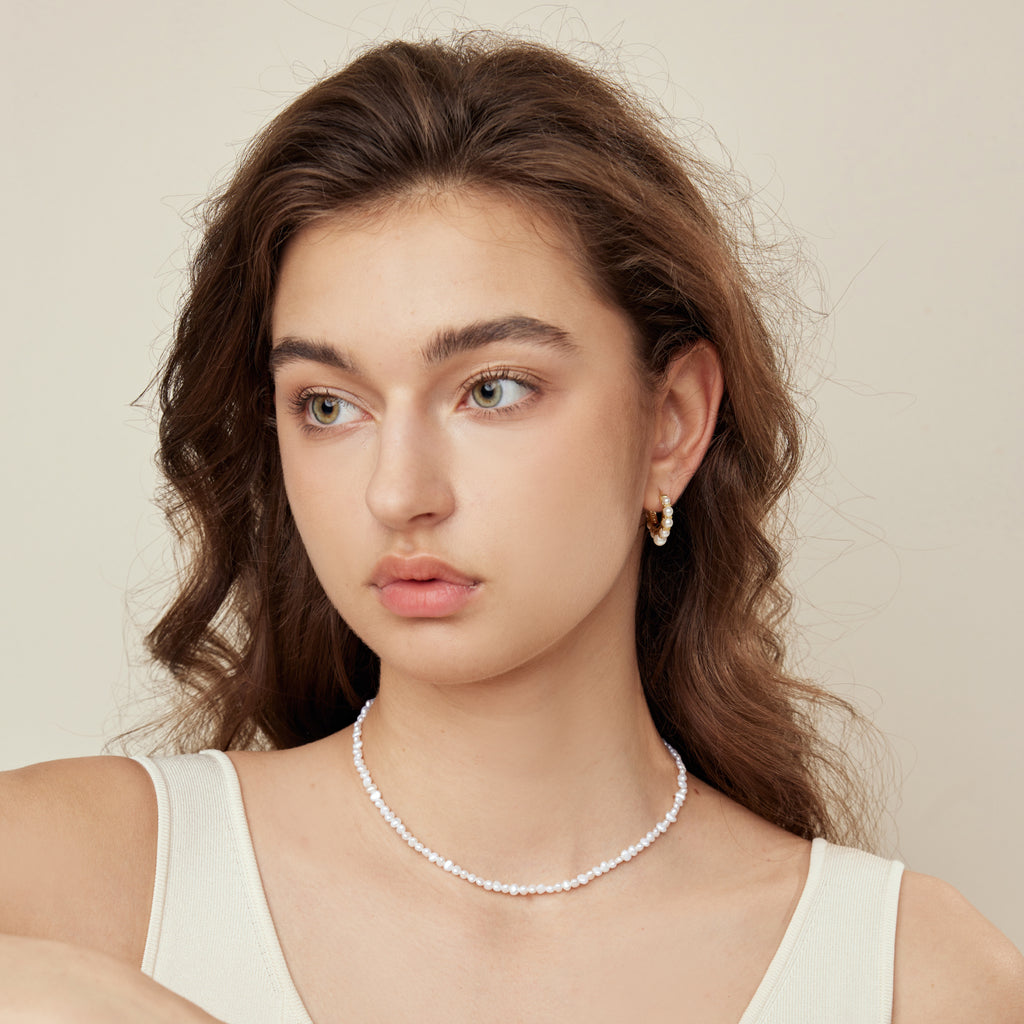 Innocence Age Shell Pearl Hoop Earrings
