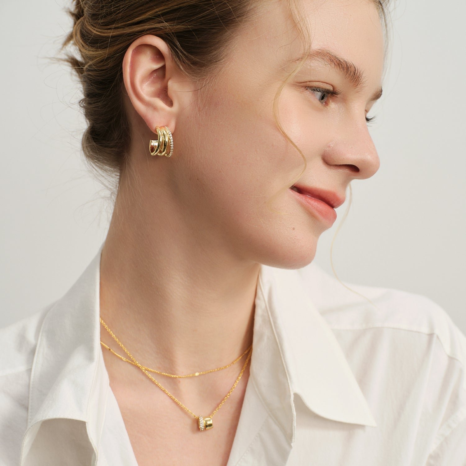 Lucia Triple Wave Huggie Earrings