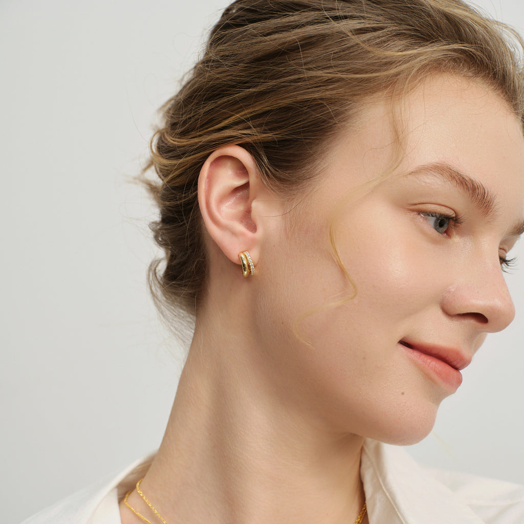 Lucia Pavé Duet Huggie Earrings