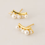 Shell Pearl Smile Stud Earrings