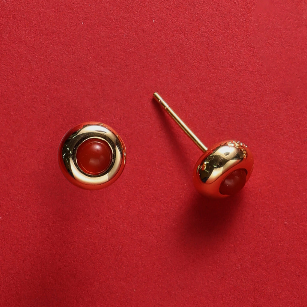 Felice Red Bean Stud Earrings