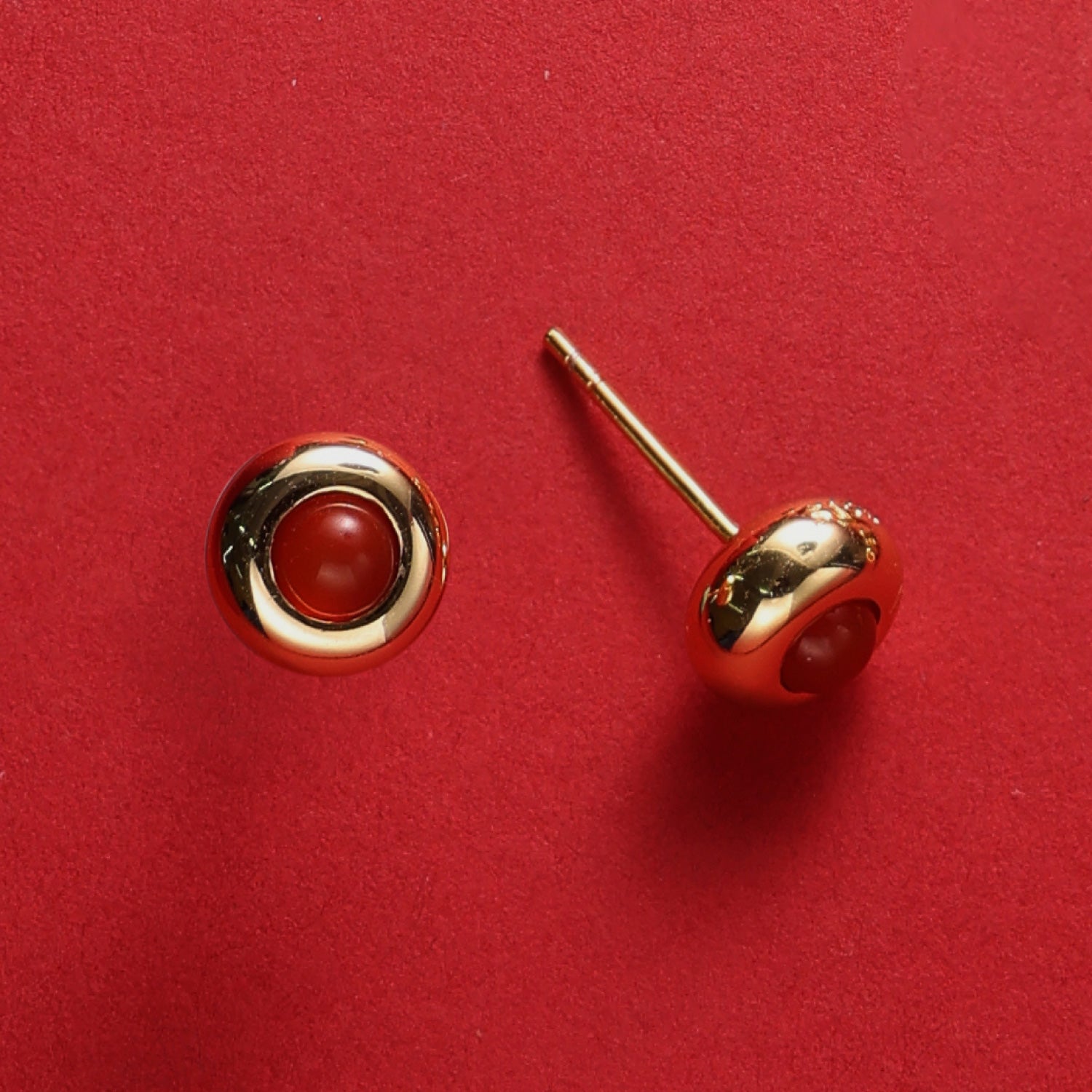 Felice Red Bean Stud Earrings