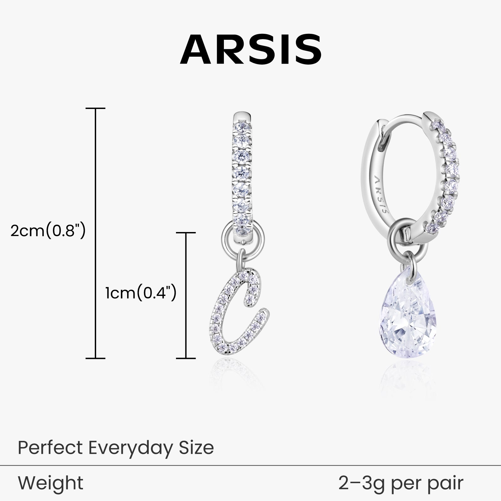 Artistic Initial Earrings with Ear Jackets