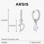 Artistic Initial Earrings with Ear Jackets
