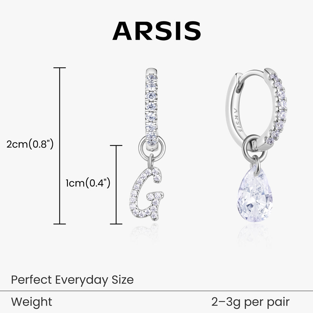 Artistic Initial Earrings with Ear Jackets