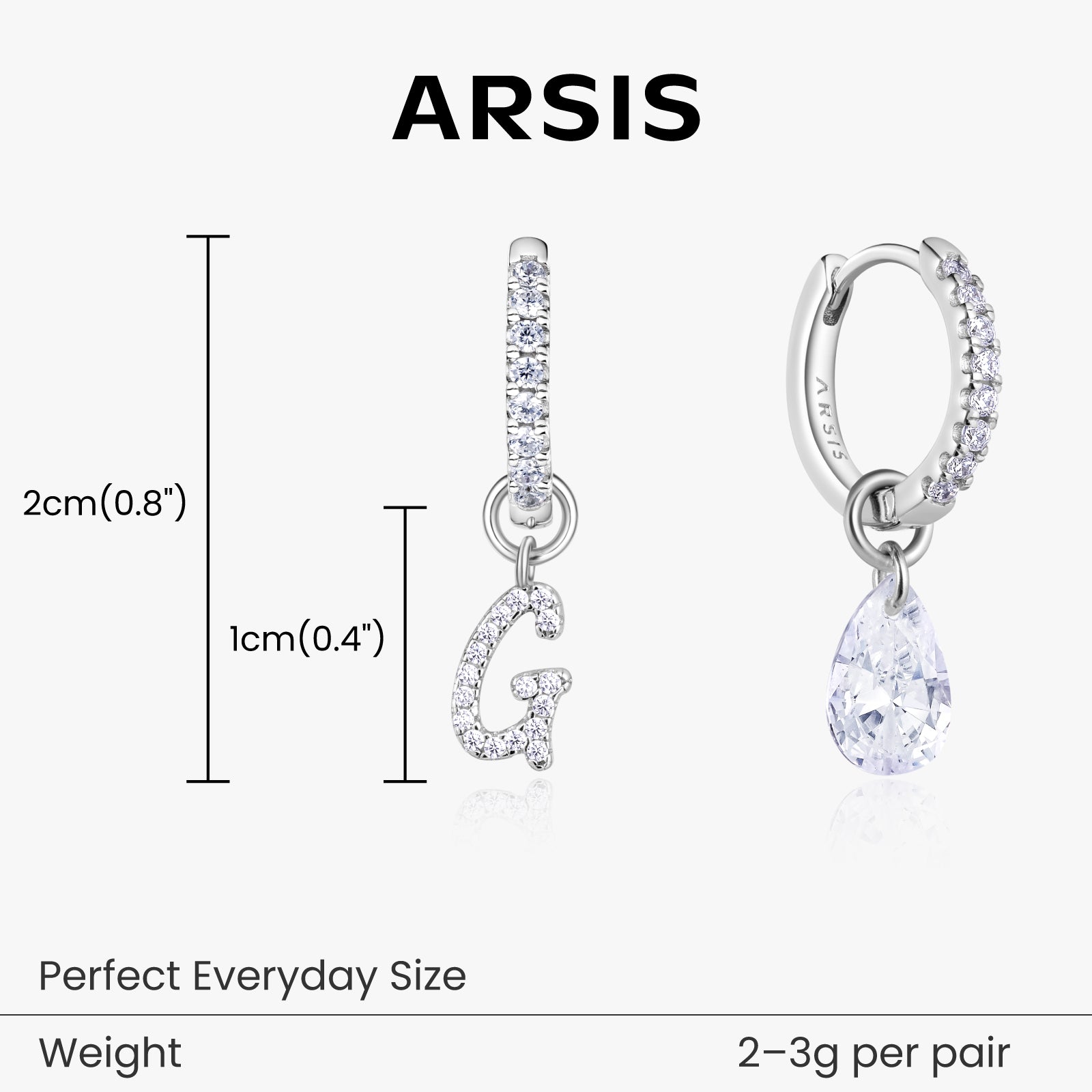 Artistic Initial Earrings with Ear Jackets