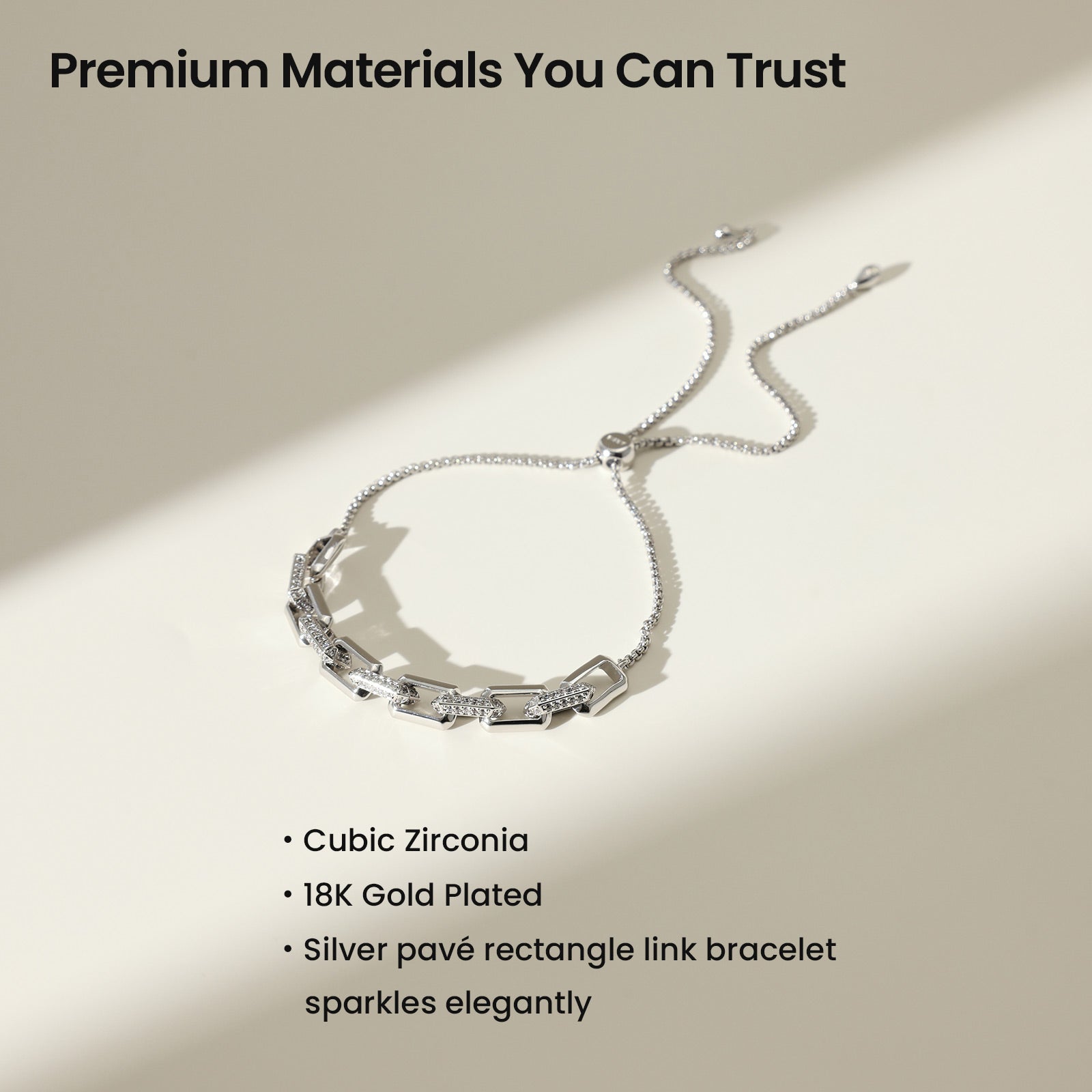 Paperclip Chain Bracelet with Cubic Zirconia