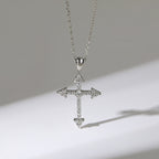 Cross Silver Pendant Necklace with Cubic Zirconia