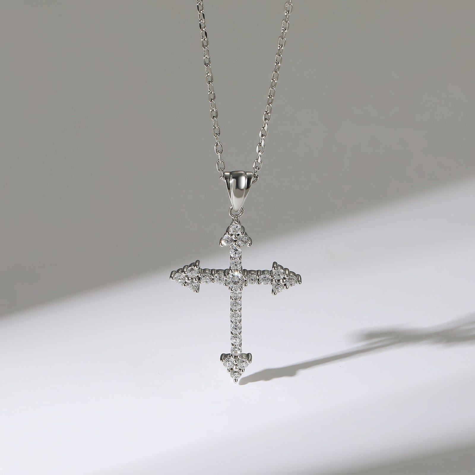 Cross Silver Pendant Necklace with Cubic Zirconia