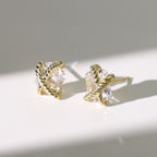 Cubic Zirconia Woven Sugar Cube Studs