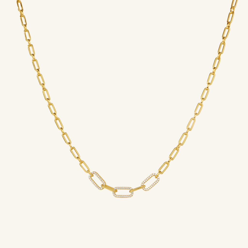 Pavé Paperclip Chain Necklace