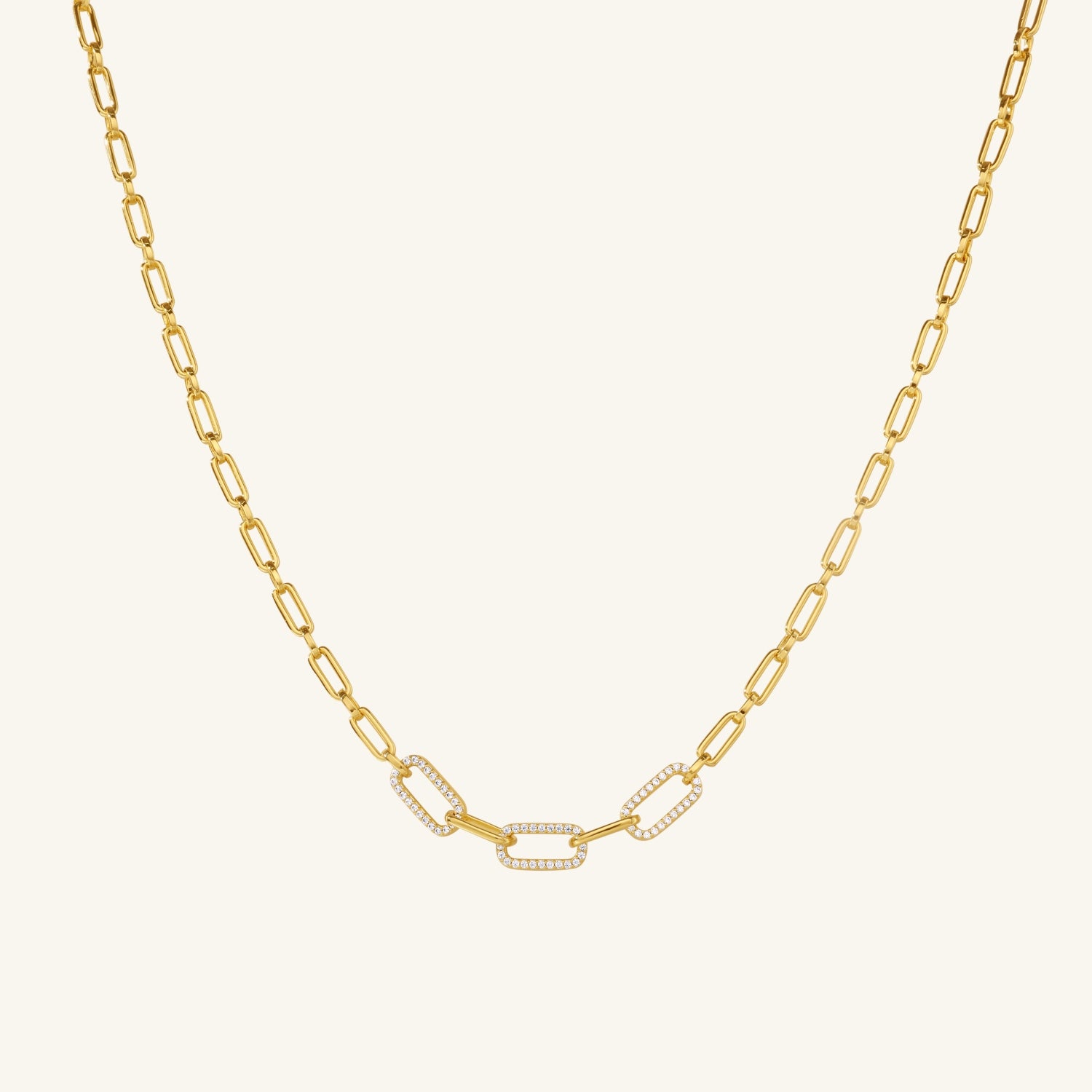 Pavé Paperclip Chain Necklace
