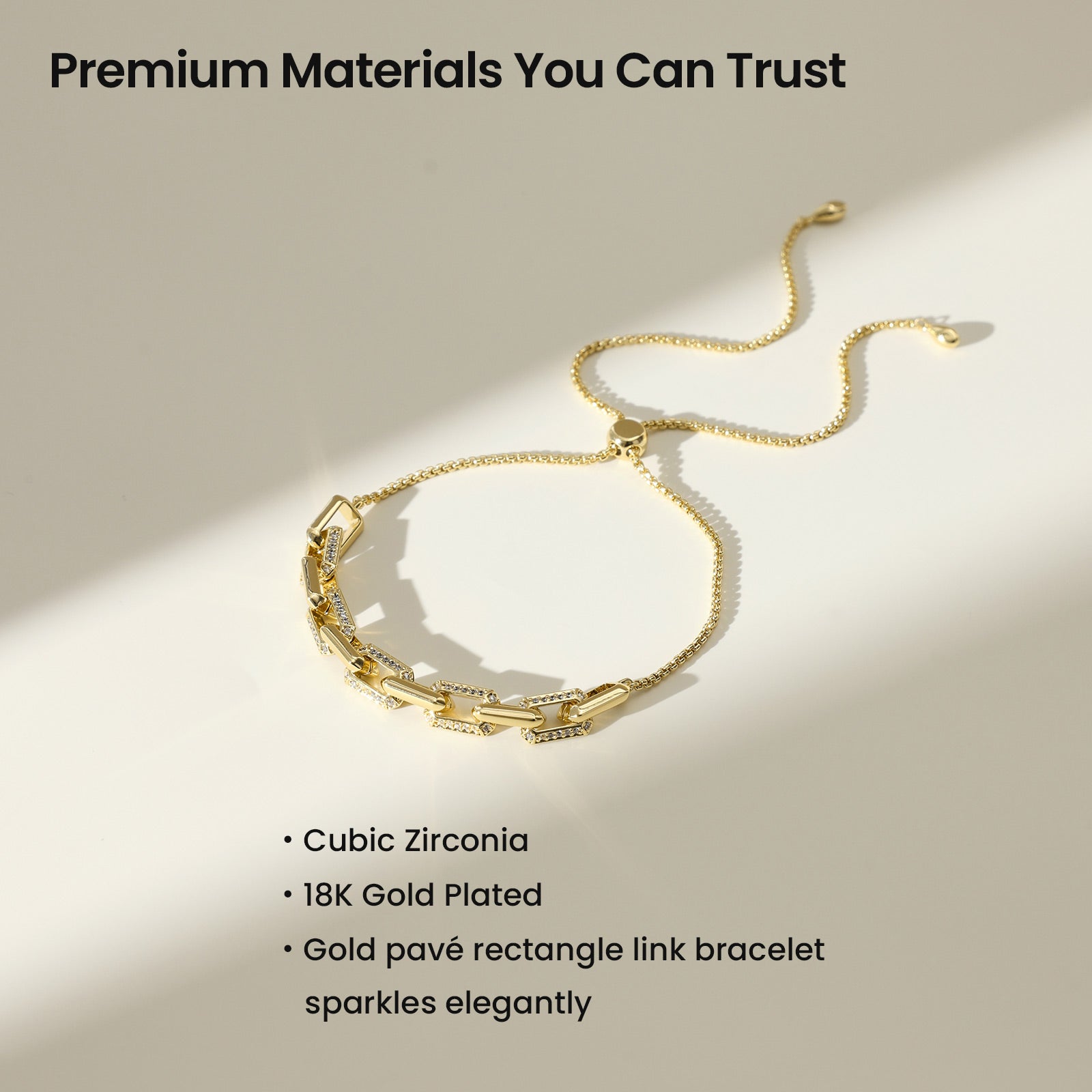 Paperclip Chain Bracelet with Cubic Zirconia