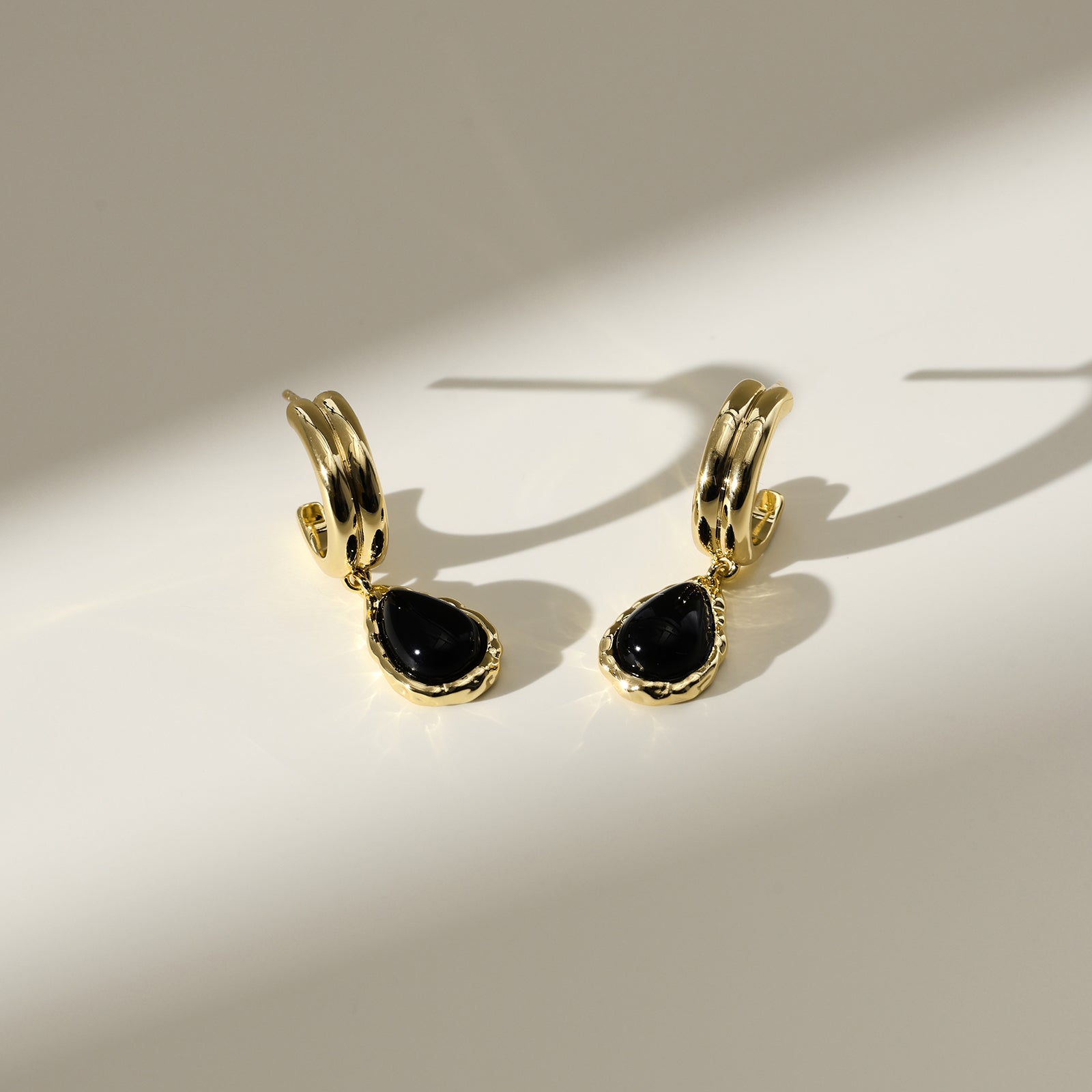 Black Agate Teardrop Earrings