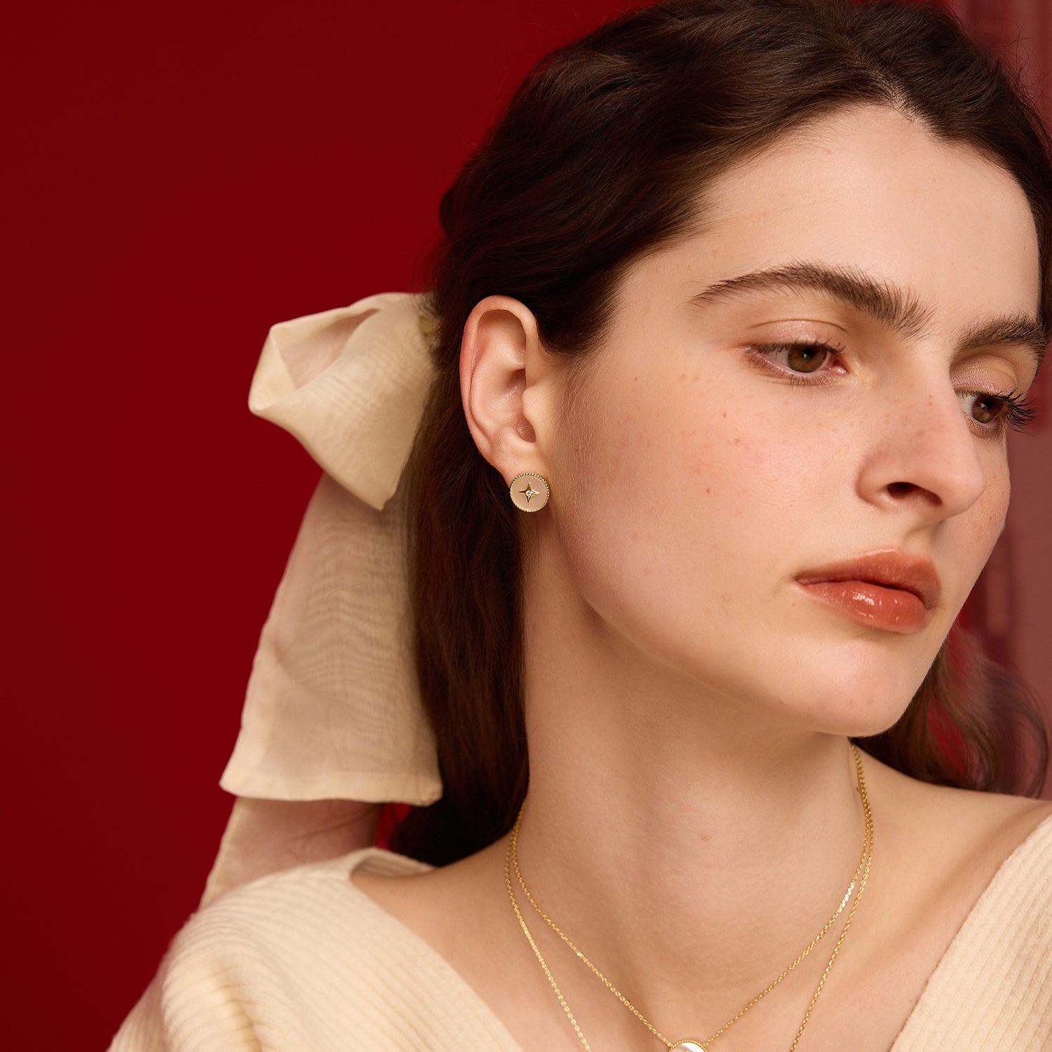 Lucky Star Stud Earrings in Mother of Pearl