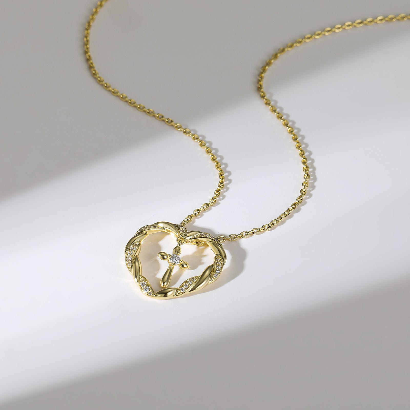 Symbolic Heart Cross Pendant Necklace