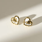 Gold-Tone Mother of Pearl Heart Stud Earrings