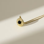 Black Agate Sunflower Pendant Necklace