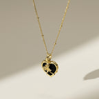 Vintage Heart Pendant Necklace with Rose Detail