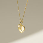 Vintage Heart Pendant Necklace with Rose Detail