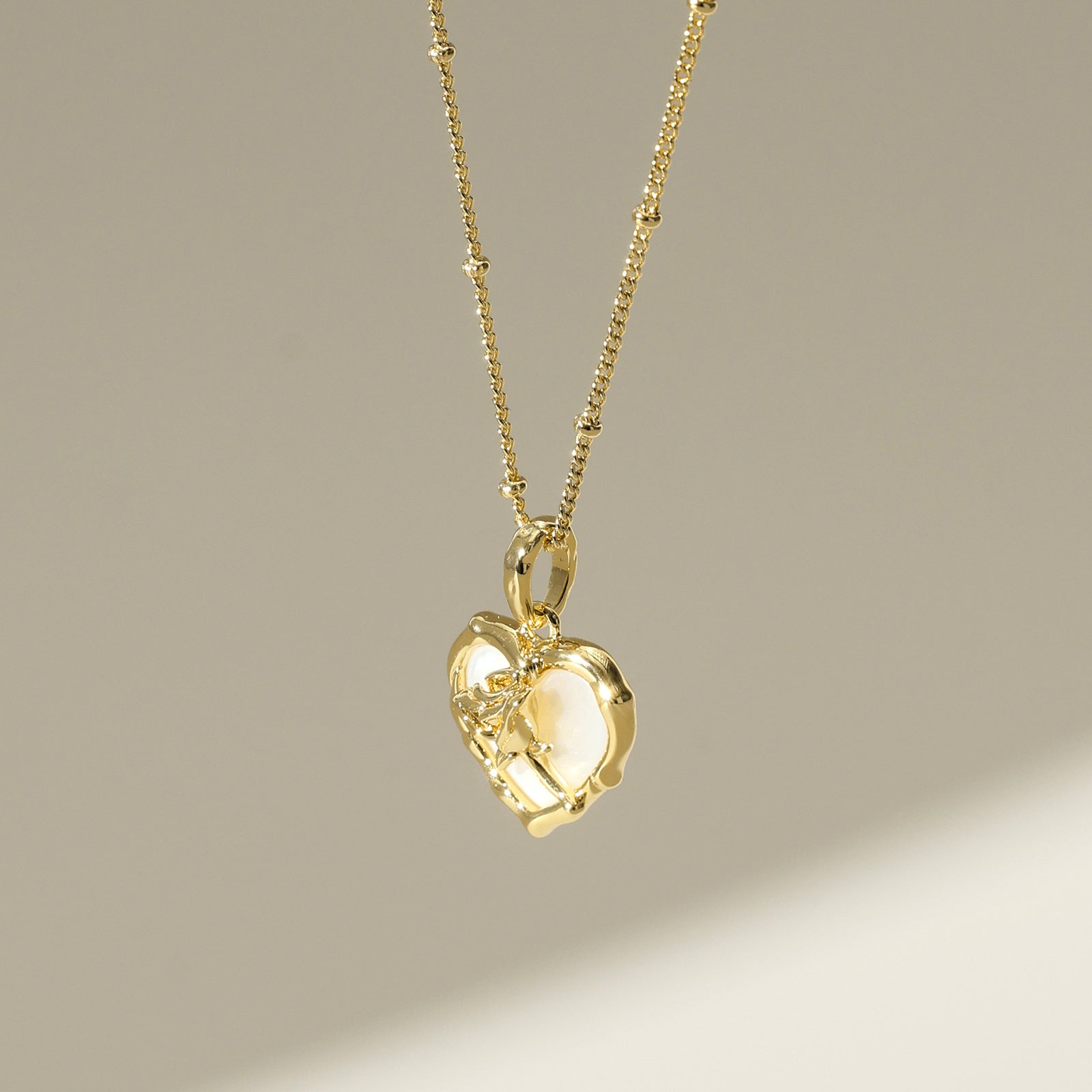 Vintage Heart Pendant Necklace with Rose Detail