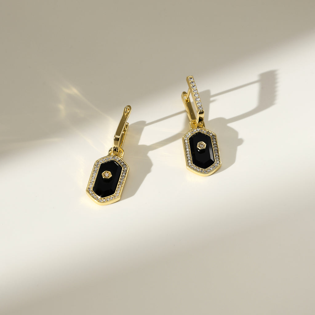 Innocence Age Statement Shield Huggie Earrings