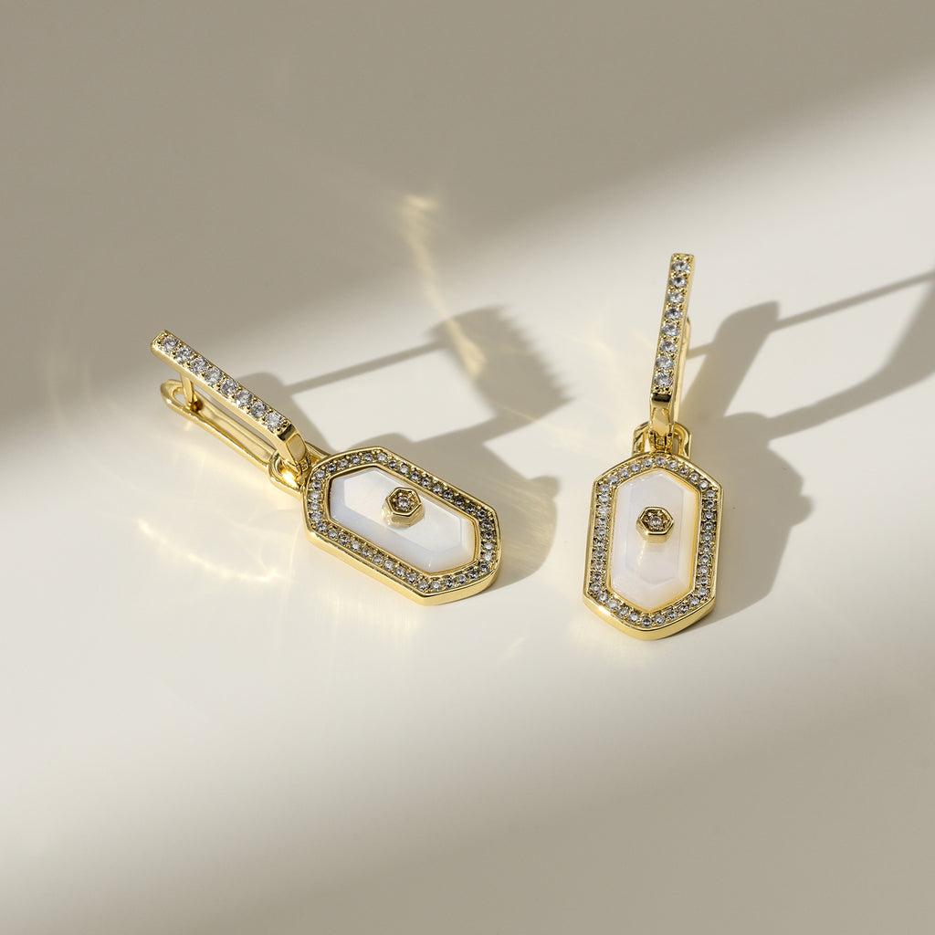 Innocence Age Statement Shield Huggie Earrings