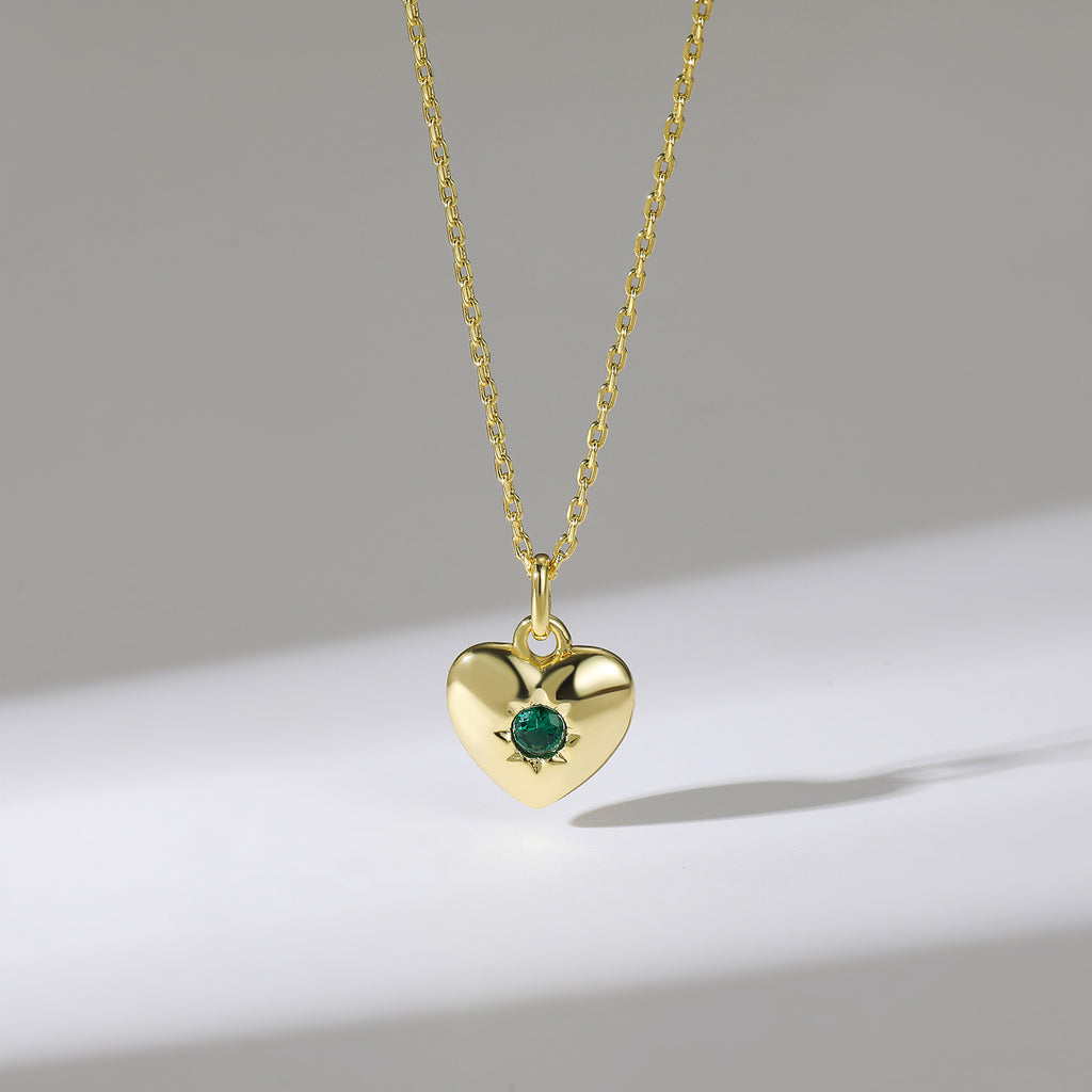 Green Cubic Zirconia Heart Necklace