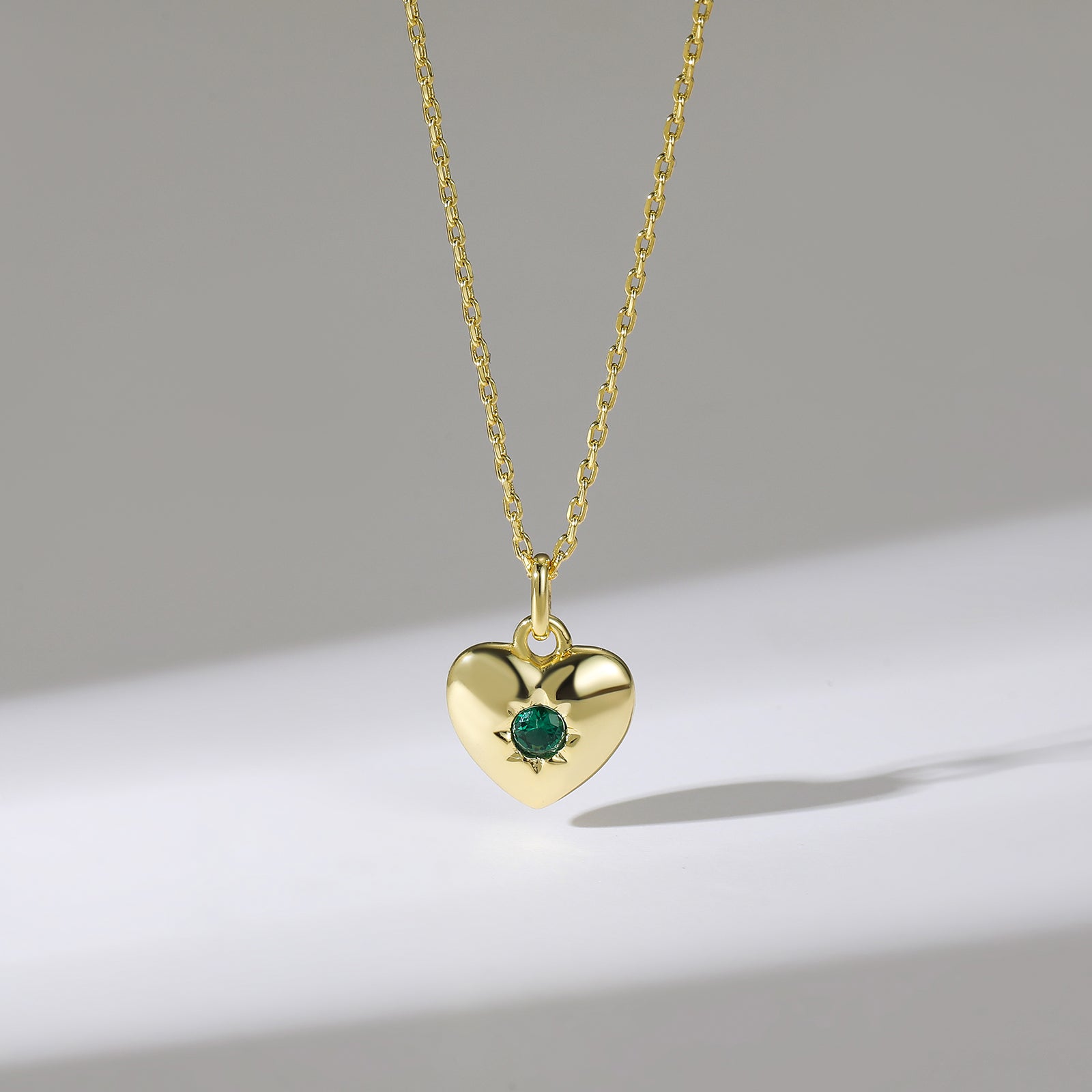 Green Cubic Zirconia Heart Necklace