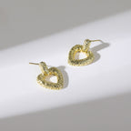 Gold-Tone Hollow Heart Drop Earrings