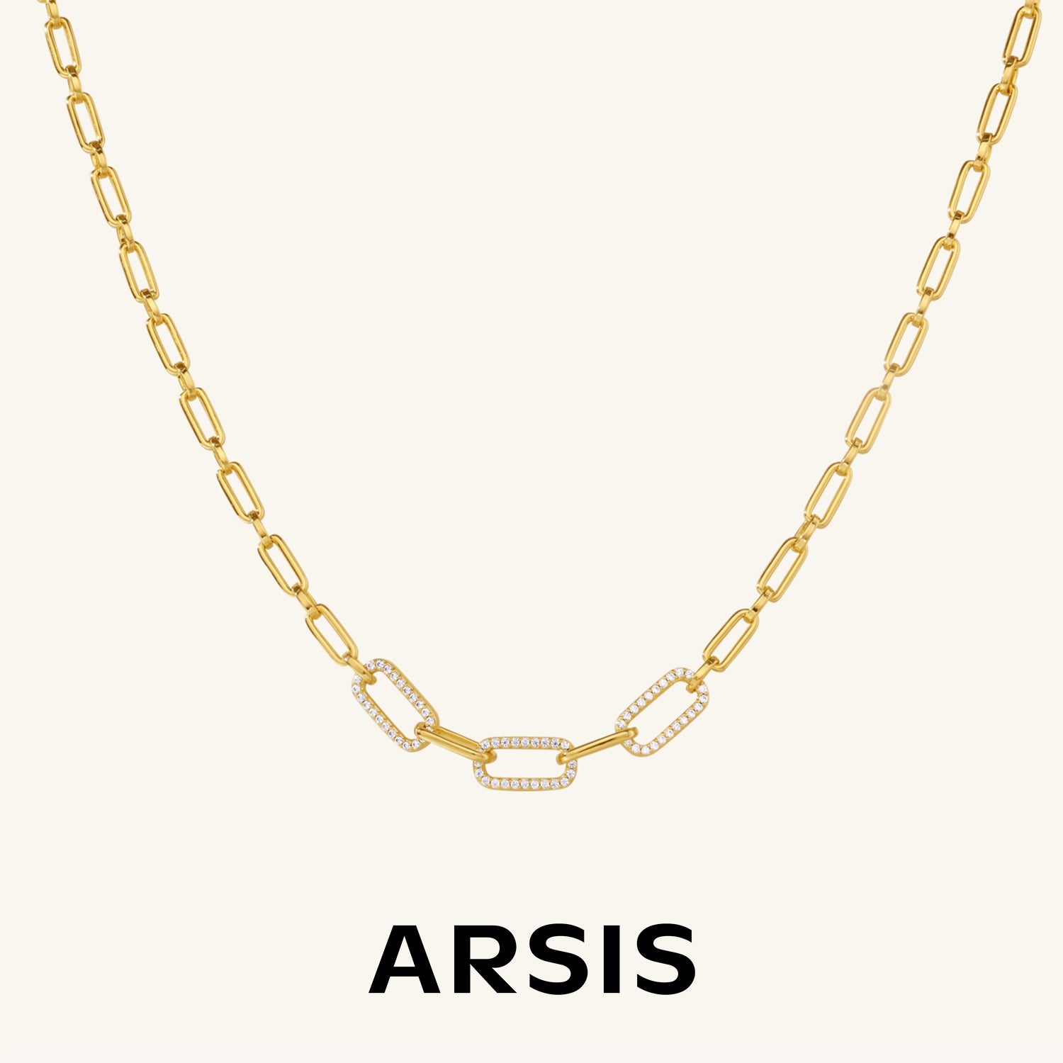 Pavé Paperclip Chain Necklace