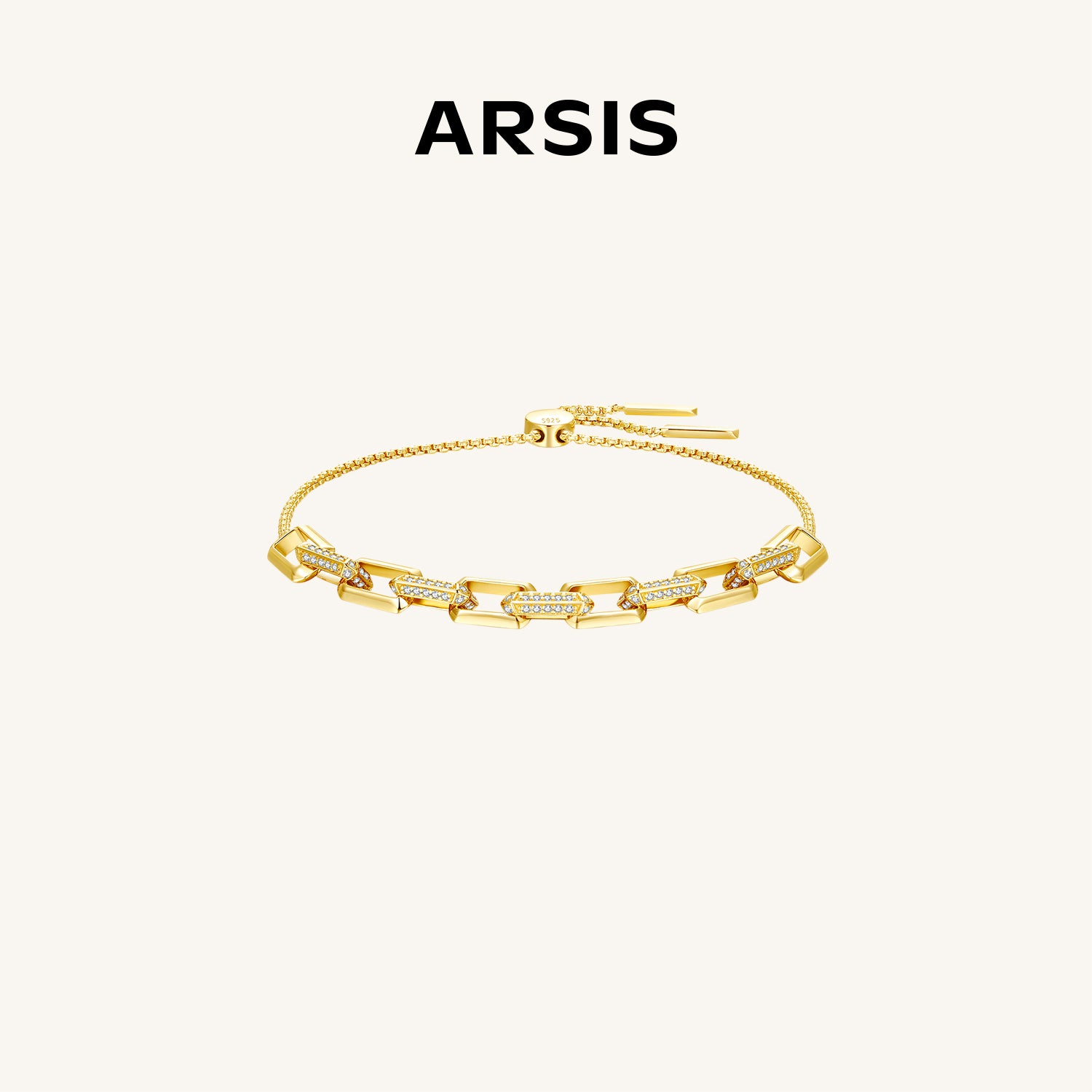 Paperclip Chain Bracelet with Cubic Zirconia