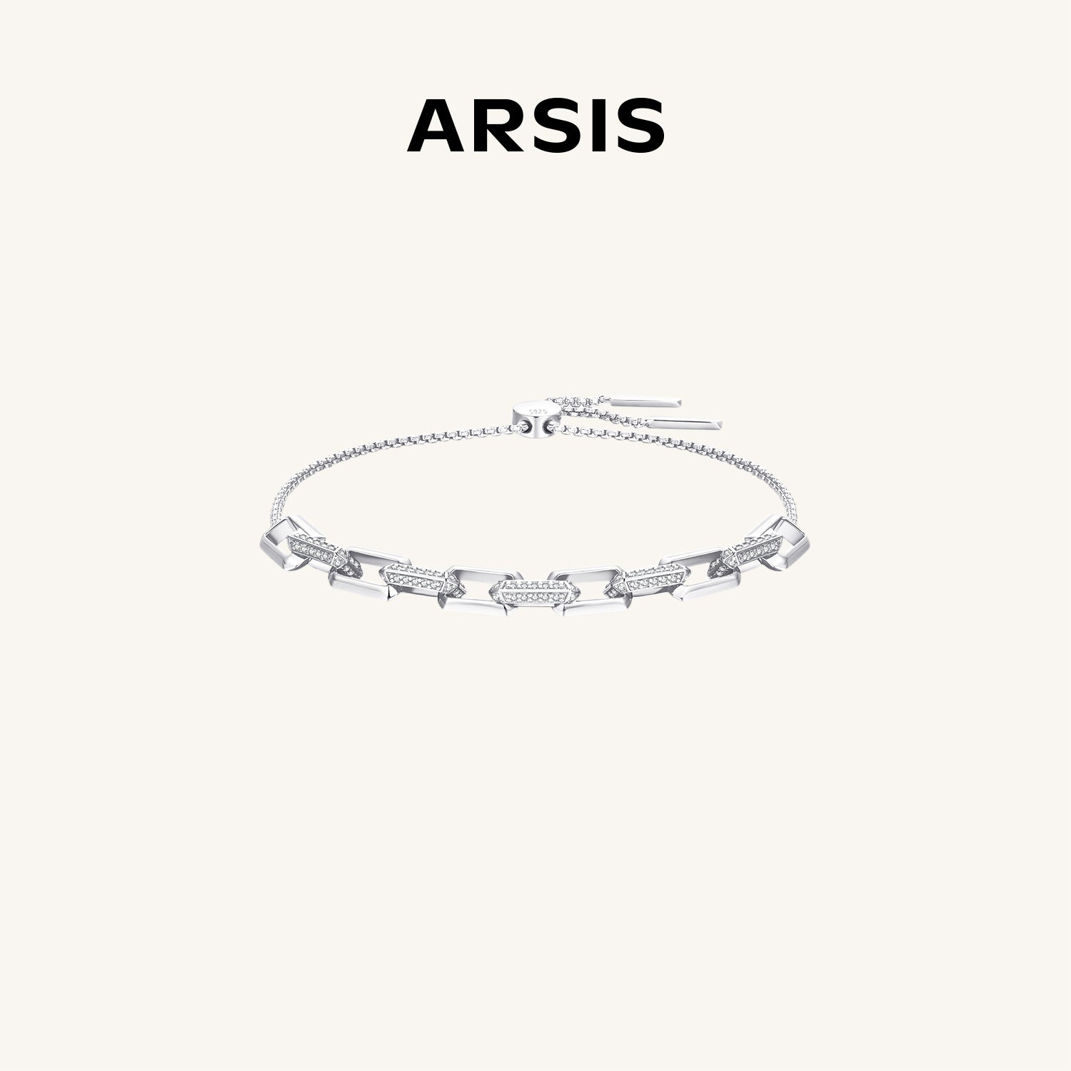 Paperclip Chain Bracelet with Cubic Zirconia