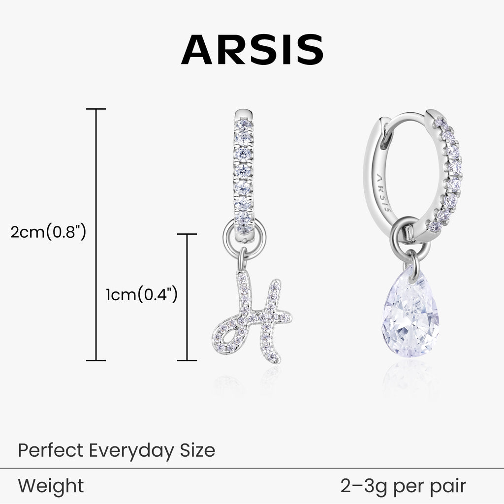 Artistic Initial Earrings with Ear Jackets