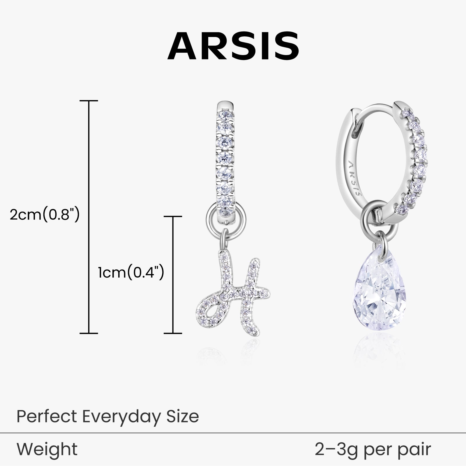 Artistic Initial Earrings with Ear Jackets