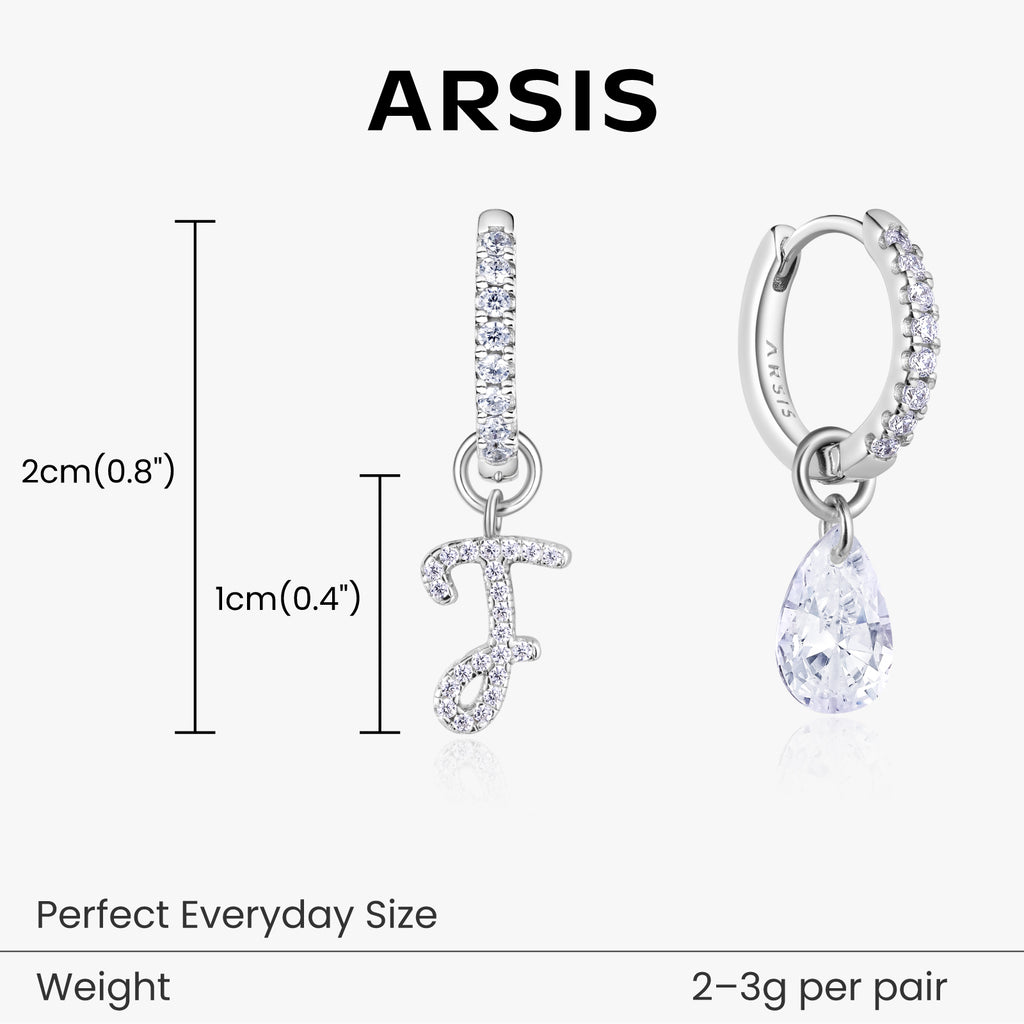 Artistic Initial Earrings with Ear Jackets
