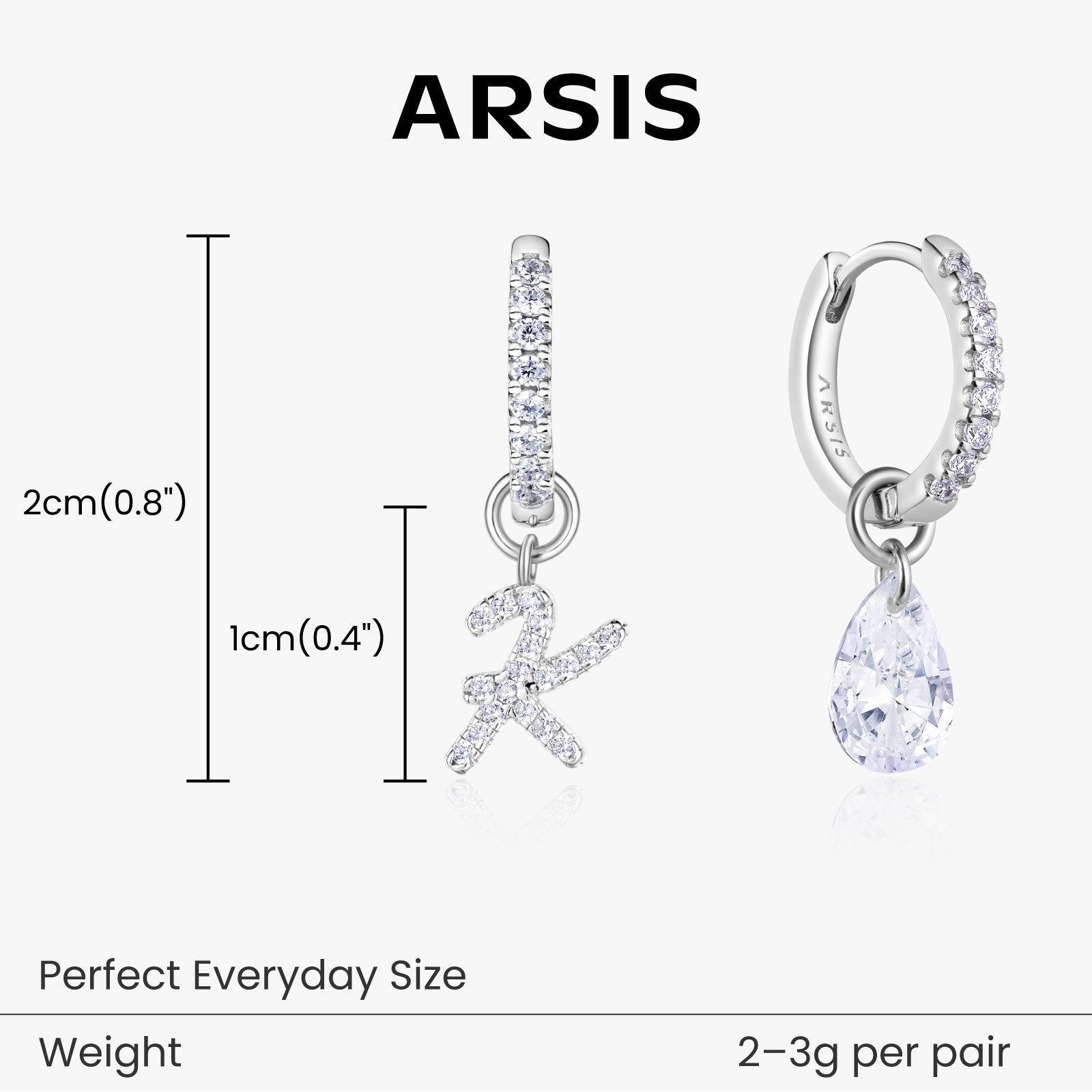 Artistic Initial Earrings with Ear Jackets