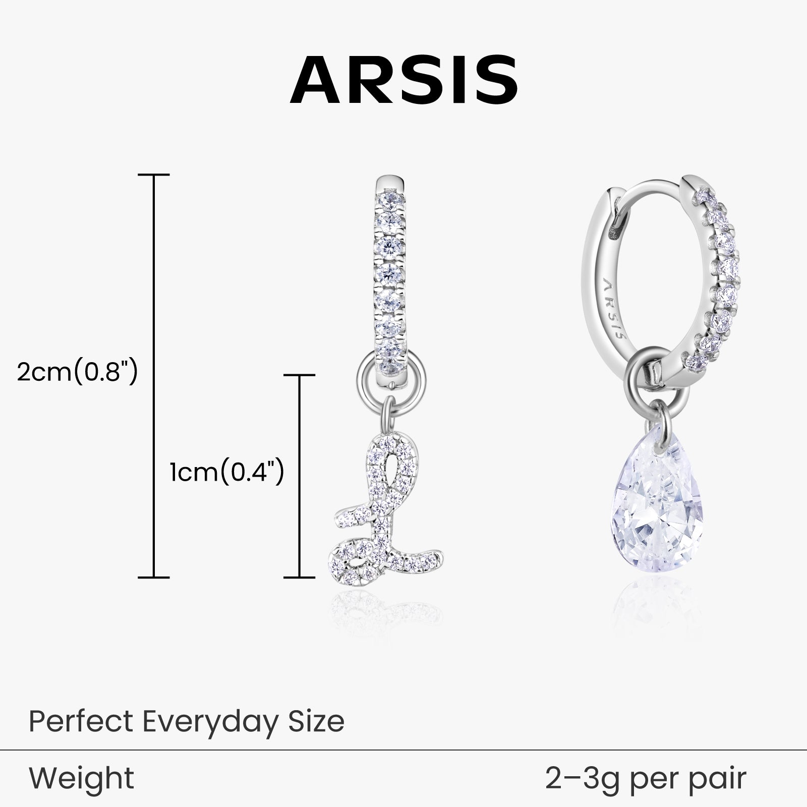 Artistic Initial Earrings with Ear Jackets