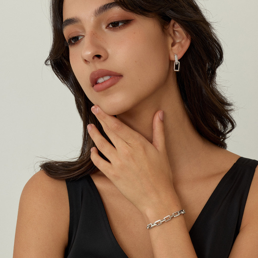 Paperclip Chain Bracelet with Cubic Zirconia