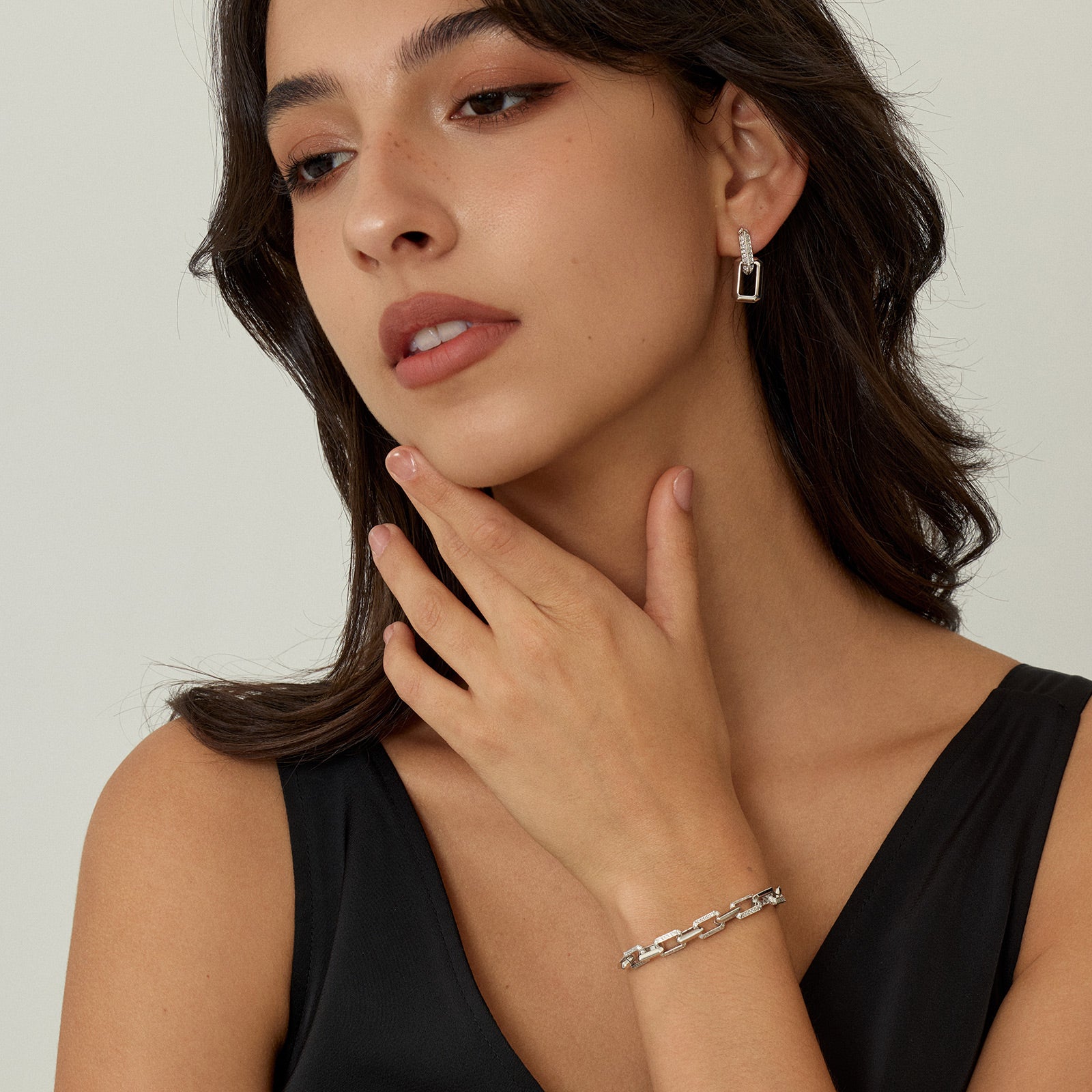 Paperclip Chain Bracelet with Cubic Zirconia
