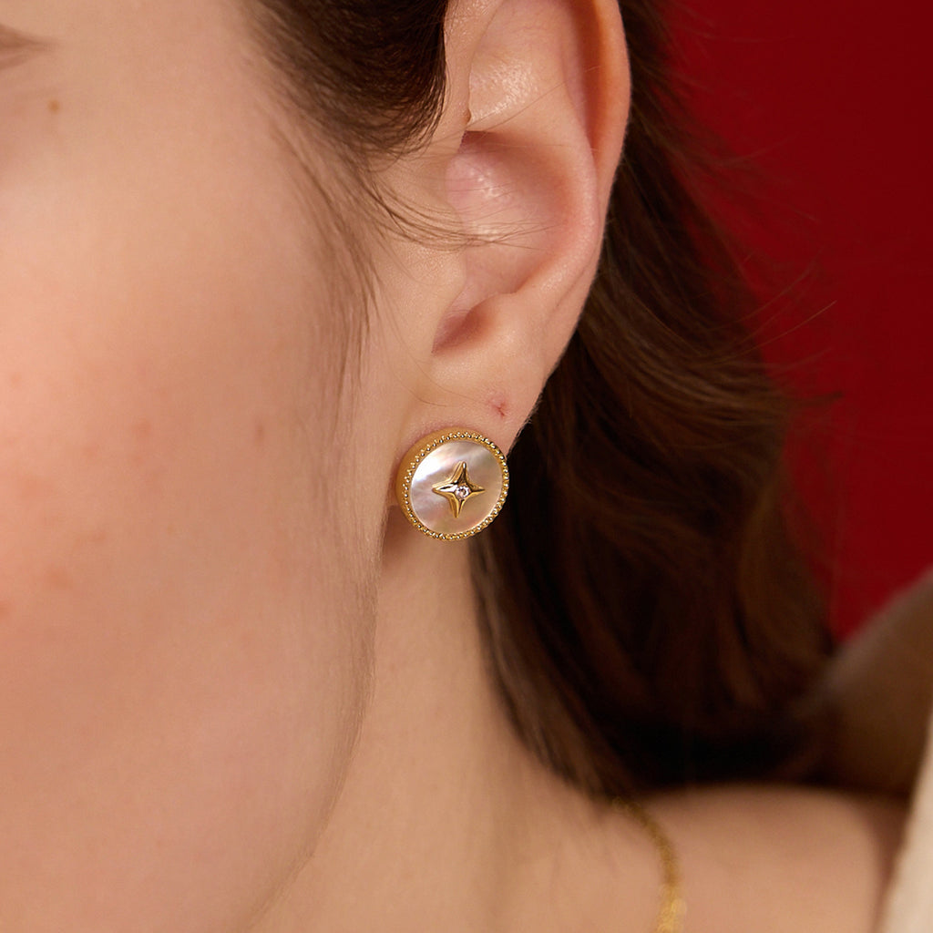 Lucky Star Stud Earrings in Mother of Pearl