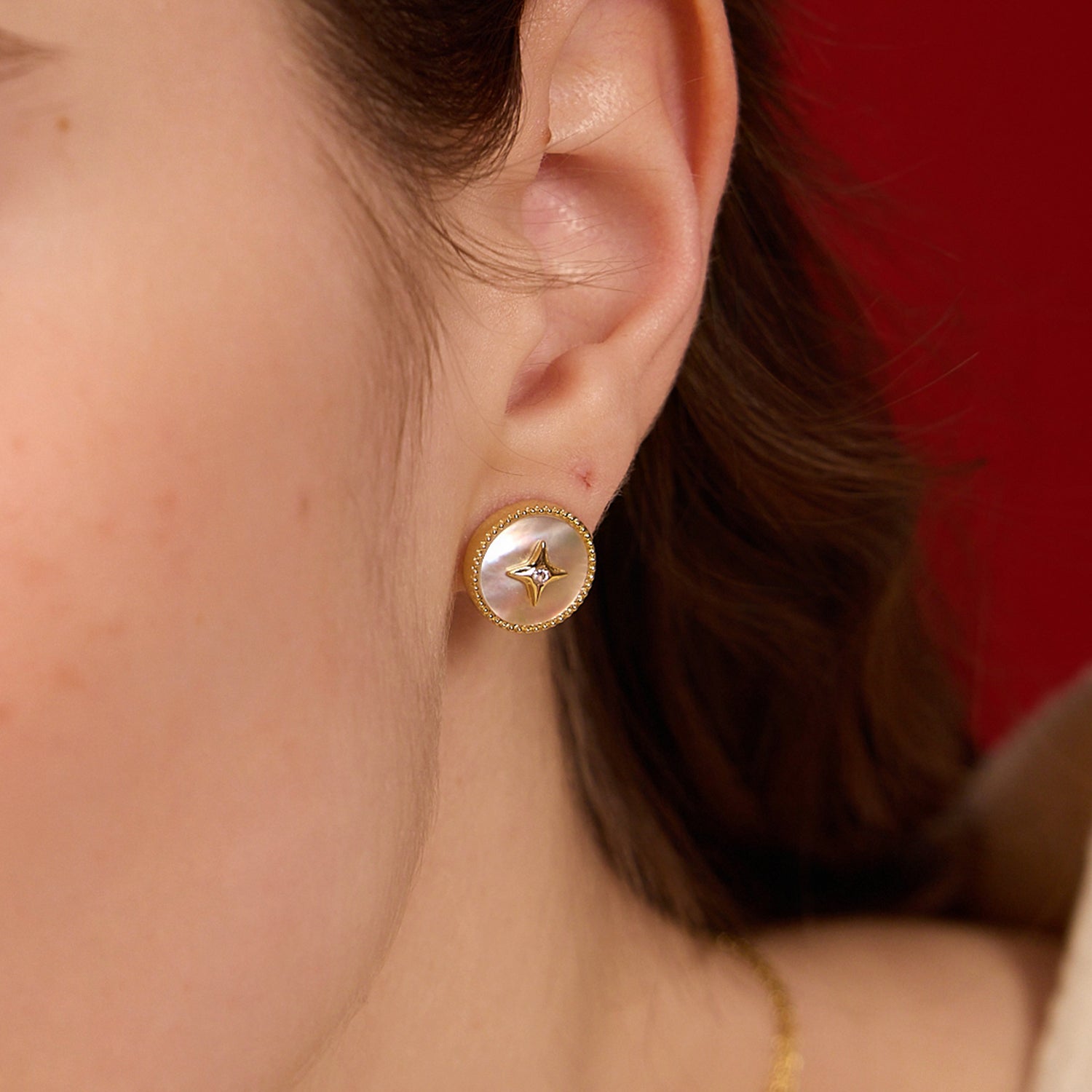 Lucky Star Stud Earrings in Mother of Pearl