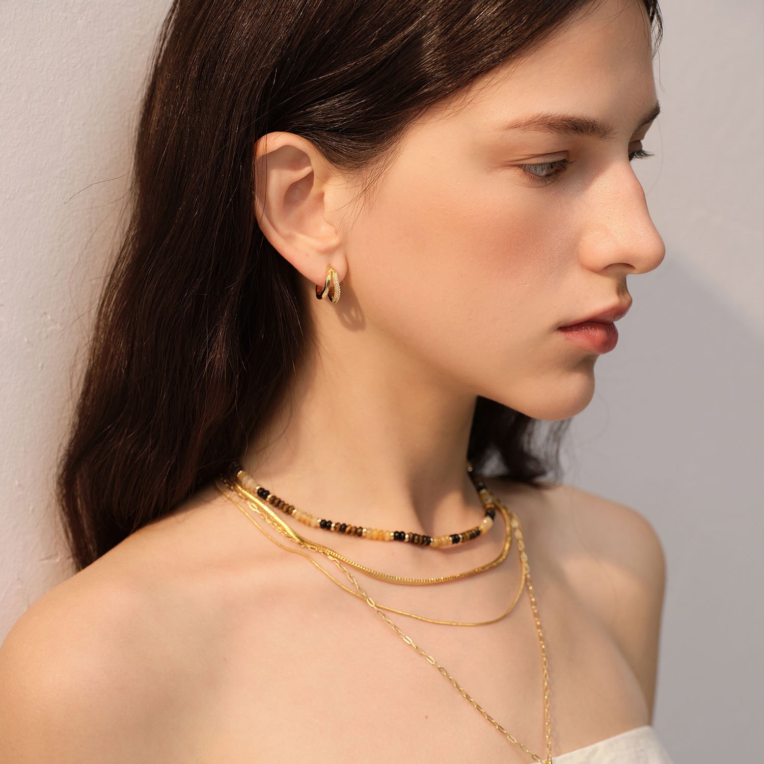 Olivia Double-Row CZ Hoop Earrings